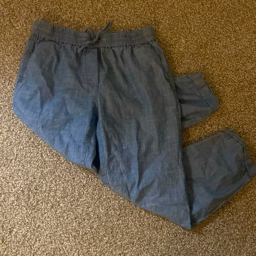 {J Crew} 100% cotton chambray ankle pants
